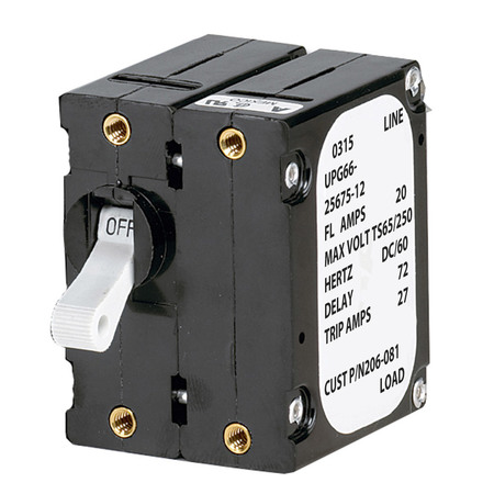 Paneltronics Circuit Breaker, 20A, 2 Pole, Not Rated 206-081S